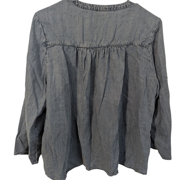 Splendid Blue Denim Blouse, Size L - Picture 3 of 3